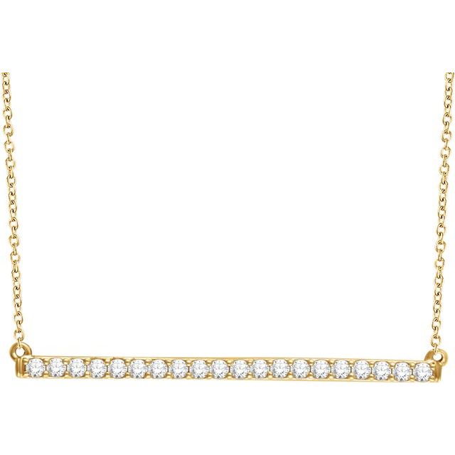 14K Gold Diamond Bar Necklace - Options Available