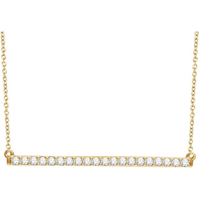 14K Yellow Gold 16-18" Natural Diamond Bar Necklace - Elegant Design