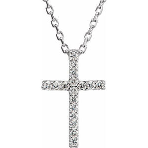 Platinum Petite Natural Diamond Cross Necklace