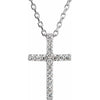 Platinum .06 CTW Natural Diamond Petite Cross 16