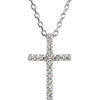 Platinum 0.06 CTW Natural Diamond Petite Cross Necklace - 16 Inch