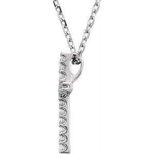 Platinum 0.06 CTW Natural Diamond Petite Cross Necklace - 16 Inch