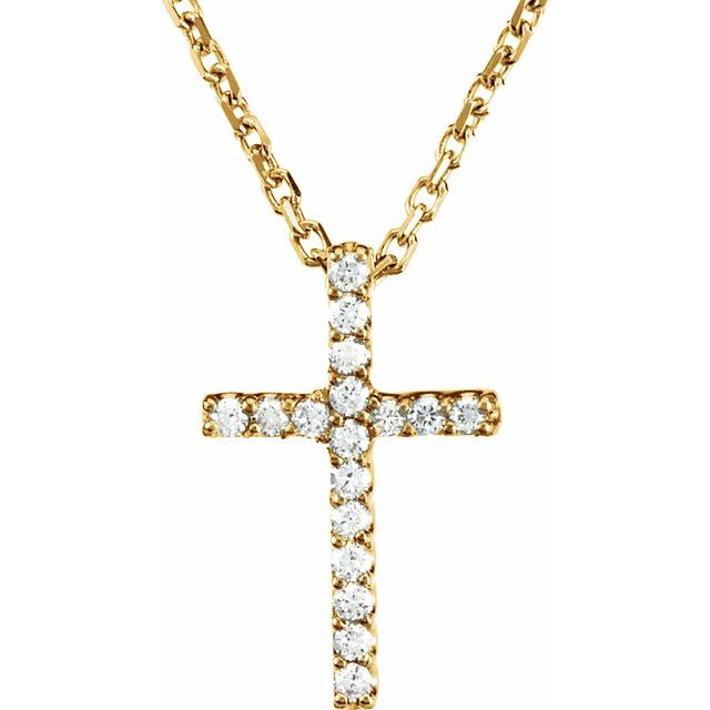Platinum 0.06 CTW Natural Diamond Petite Cross Necklace - 16 Inch