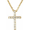 Platinum 0.06 CTW Natural Diamond Petite Cross Necklace - 16 Inch
