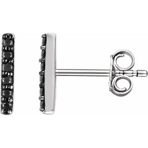 14K Gold Natural Diamond Bar Earrings - Options Available