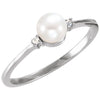 14K White Gold Freshwater Pearl & Diamond Accent Ring