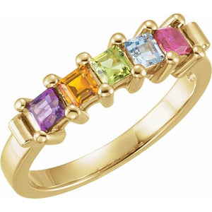 Family Ring Mounting | 18K Gold, Silver & Platinum | 3 X 3 Mm | Square | Polished