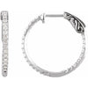 14K White Gold 6 1/4 CTW Diamond Inside-Outside Hinged Hoop Earrings