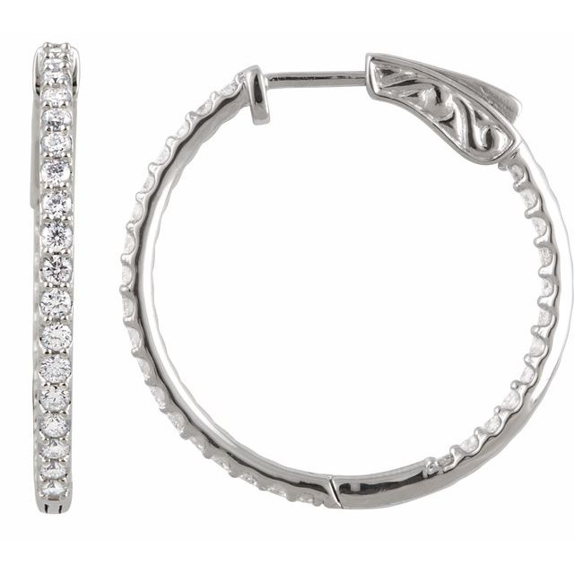 1/2 CTW Natural Diamond Inside-Outside Hinged Hoop Earrings in 14K Gold & Platinum