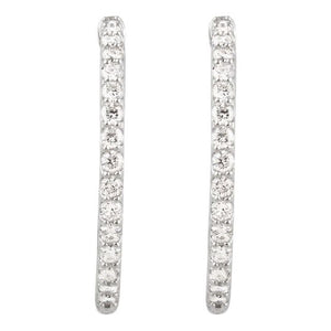 14K White Gold 6 1/4 CTW Diamond Inside-Outside Hinged Hoop Earrings