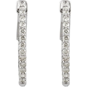 14K White Gold 6 1/4 CTW Diamond Inside-Outside Hinged Hoop Earrings