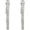 14K White 1/4 CTW Natural Diamond Inside-Outside 14.5 mm Hinged Hoop Earrings