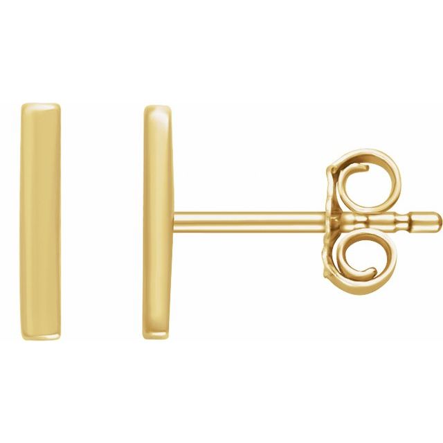 14K Yellow Vertical Bar Earrings