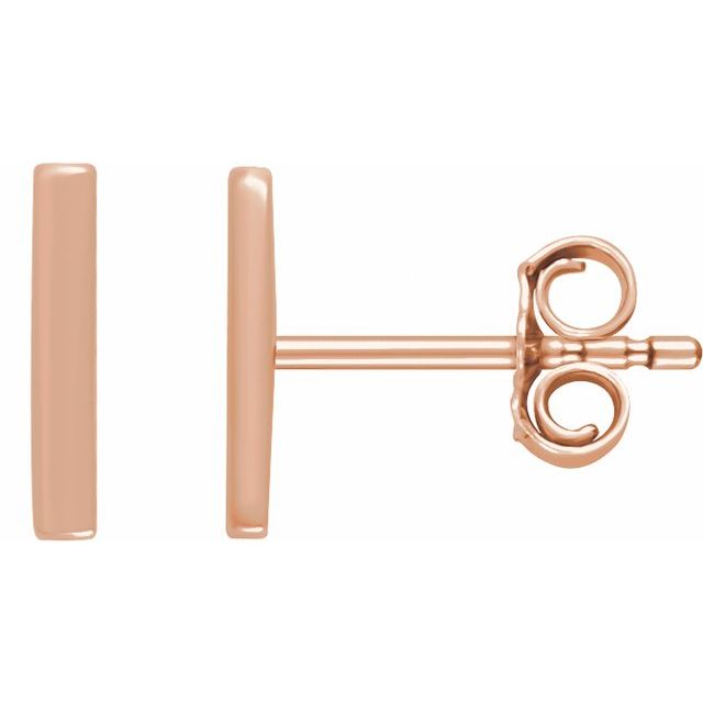 14K Yellow Gold Vertical Bar Earrings - Modern Design