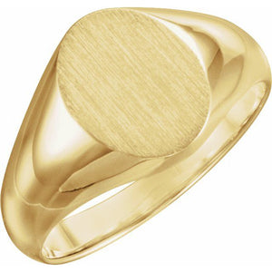Signet Ring | 14K Gold, 18K Gold, Silver & Platinum | 10 X 8 Mm | Oval | Polished