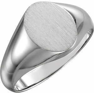 Signet Ring | 14K Gold, 18K Gold, Silver & Platinum | 10 X 12 Mm | Oval | Polished