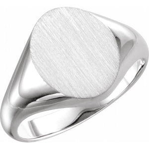 Signet Ring | 14K Gold, 18K Gold, Silver & Platinum | 10 X 12 Mm | Oval | Polished