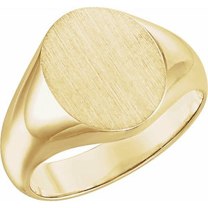 Signet Ring | 14K Gold, 18K Gold, Silver & Platinum | 10 X 8 Mm | Oval | Polished