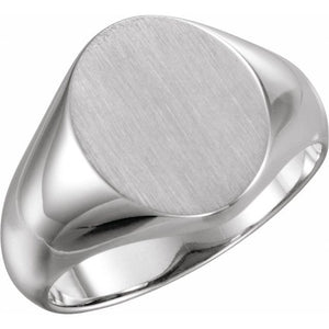Signet Ring | 14K Gold, 18K Gold, Silver & Platinum | 10 X 12 Mm | Oval | Polished
