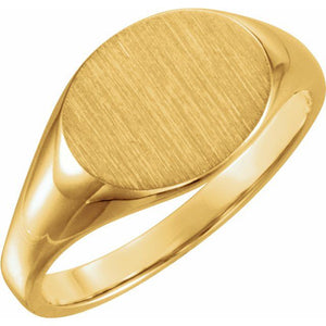 Signet Ring | 14K Gold, 18K Gold, Silver & Platinum | 12 X 9 Mm | Oval | Polished