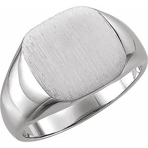 Square Signet Ring in 14K Gold, Sterling Silver, Platinum & More