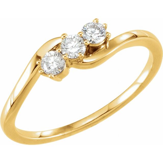 14K Gold Natural Diamond 3-Stone Ring - Options Available
