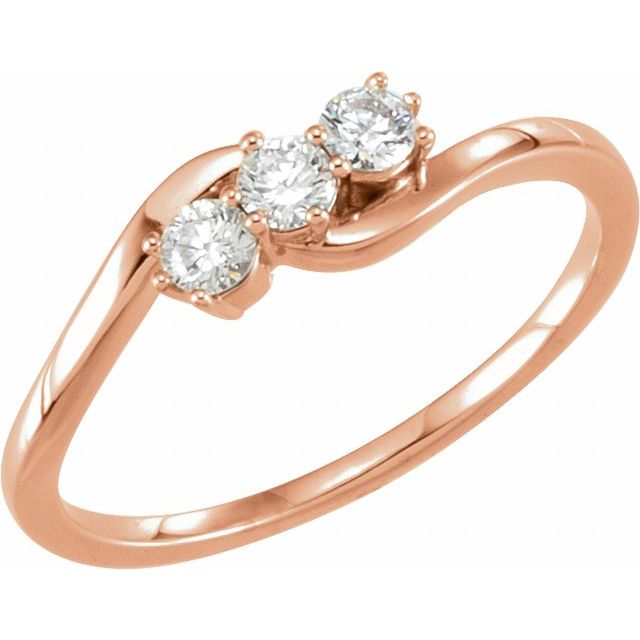 14K Gold Natural Diamond 3-Stone Ring - Options Available