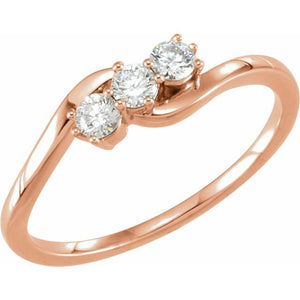14K Gold Natural Diamond 3-Stone Ring - Options Available