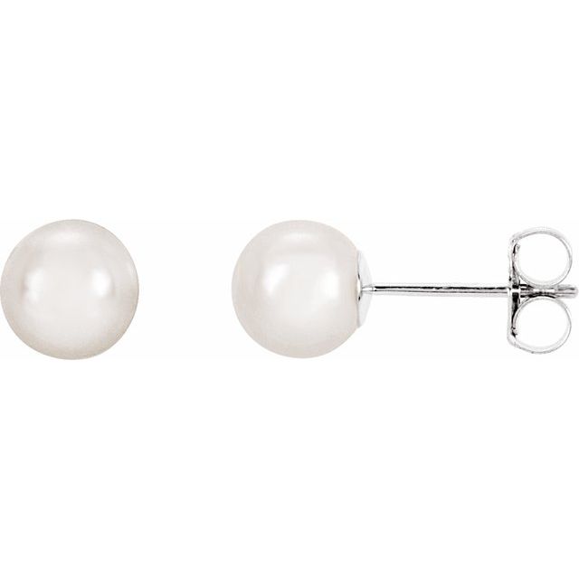 14K White 4 mm Cultured White Akoya Pearl Earrings