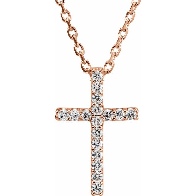 Platinum 0.06 CTW Natural Diamond Petite Cross Necklace - 16 Inch