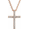 Platinum 0.06 CTW Natural Diamond Petite Cross Necklace - 16 Inch