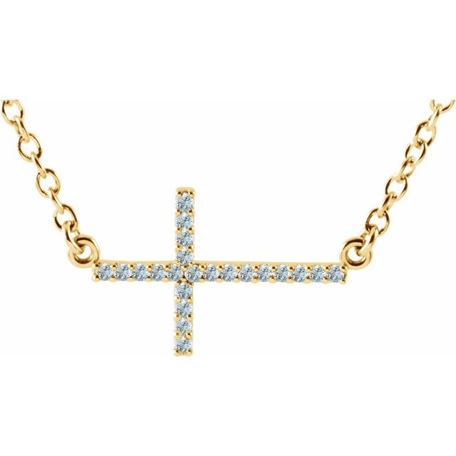 Platinum Diamond Sideways Cross Necklace - Options Available