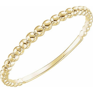 14K Gold Beaded Stackable Ring - Options Available