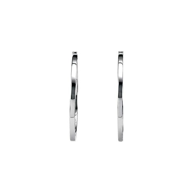 Sterling Silver Square Tube Hinged 32.8 mm Hoop Earrings