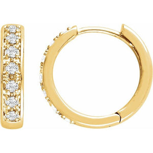 14K Gold Natural Diamond Hinged Hoop Earrings - Options Available