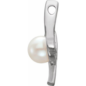 14K White Gold Cultured Freshwater Pearl Pendant - Timeless Elegance
