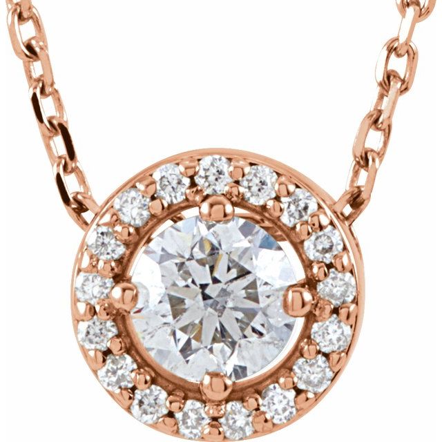 14K Yellow Gold 16" Necklace with 1/4 CTW Natural Diamond Halo