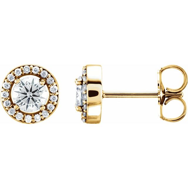 14K Gold Natural Diamond Halo-Style Earrings