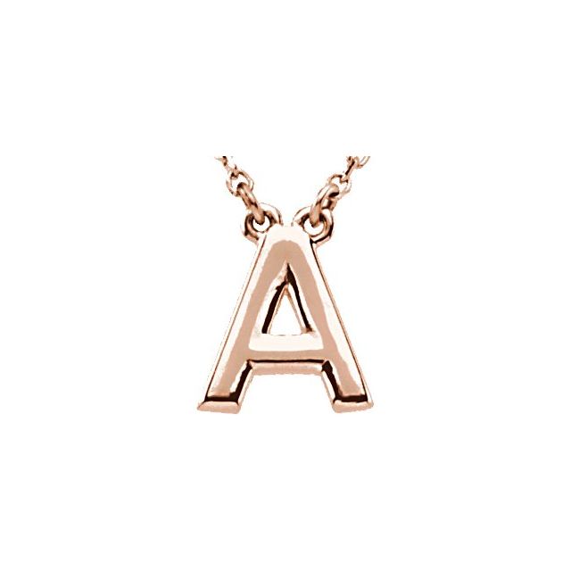 14K Gold Block Initial Necklace