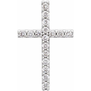 1/4 CTW Natural Diamond Petite Cross Pendant in 14K Gold & Platinum