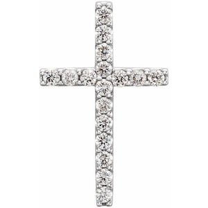 1/5 CTW Natural Diamond Petite Cross Pendant in 14K Gold & Platinum