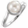 14K White Cultured White Freshwater Pearl Ring