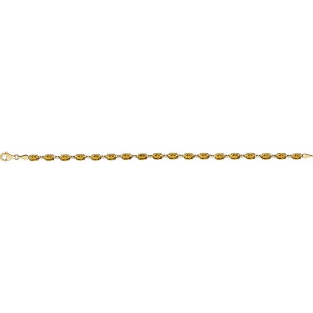 14K Yellow Gold, 6x4 mm Oval Lab-Grown Blue Sapphire Bracelet