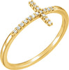 14K Gold .08 CTW Natural Diamond Sideways Cross Ring