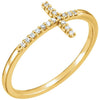 14K Yellow Gold .08 CTW Natural Diamond Sideways Cross Ring