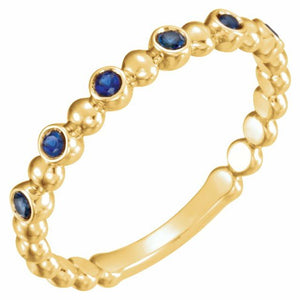 14K Gold Natural Blue Sapphire Stackable Ring