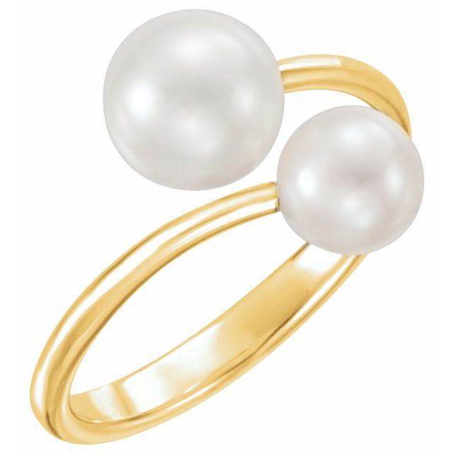 14K White Cultured White Freshwater Pearl Ring