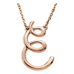 14K Gold Script Initial Necklace