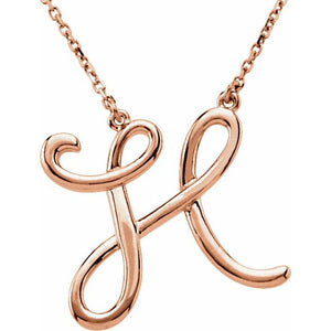 14K Gold Script Initial Necklace