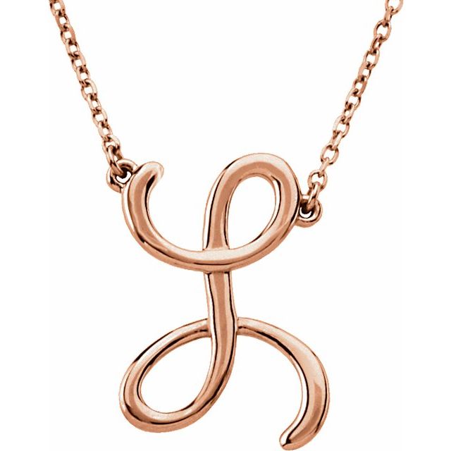 14K Gold Script Initial Necklace